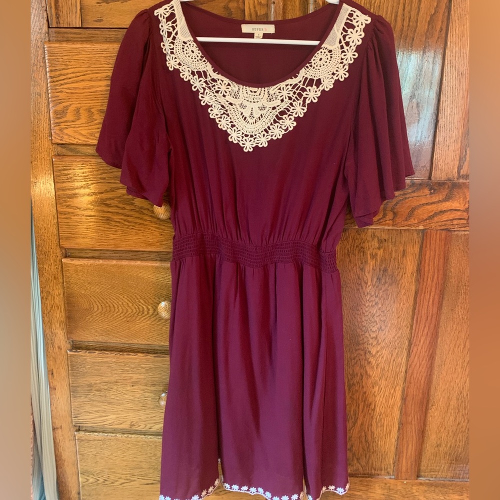 Adorable Fall Dress With Floral Lace Embroidered Accents | Size Small …